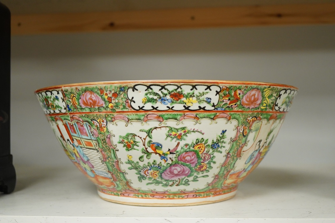 A 19th century Chinese famille rose punch bowl, 33.5cm